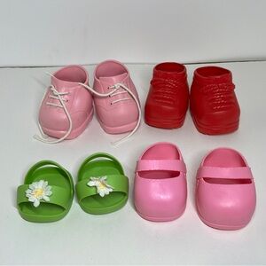 4 Pairs of Cabbage Patch Kids Shoes Boots CPK Lot Bundle Pink Green Sandals Red